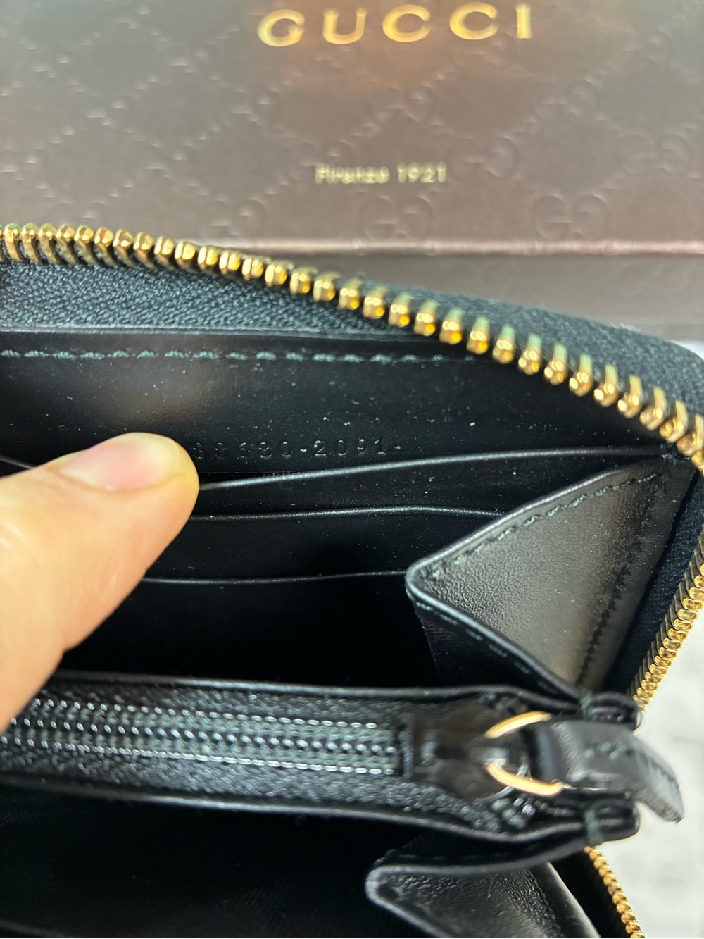 Gucci Black Nero Guccissima GG Zip Around Leather Wallet w/ Bow Accent - NWOT - Picture 12 of 13